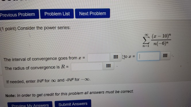 Solved Previous Problem Problem List Next Problem (1 point) | Chegg.com