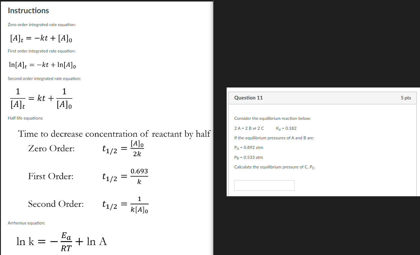 Solved Instructions Zero order integrated rate equation: | Chegg.com