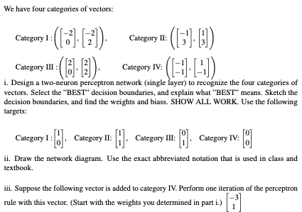 We have four categories of vectors: Category I: | Chegg.com
