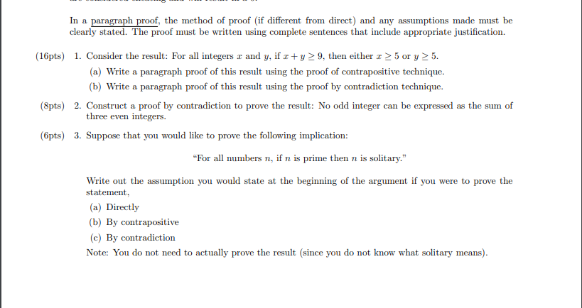 Solved In a paragraph proof, the method of proof (if | Chegg.com
