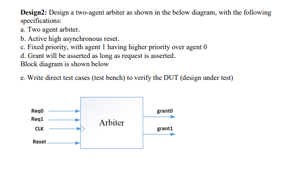 Design2: Design a two-agent arbiter as shown in the | Chegg.com