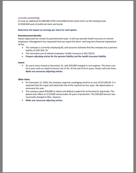 Solved ACC 309 Final Project Scenario Peyton Approved | Chegg.com