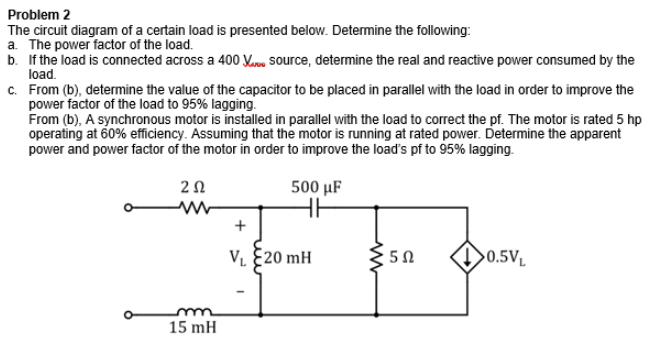 Solved Problem 2 The circuit diagram of a certain load is | Chegg.com