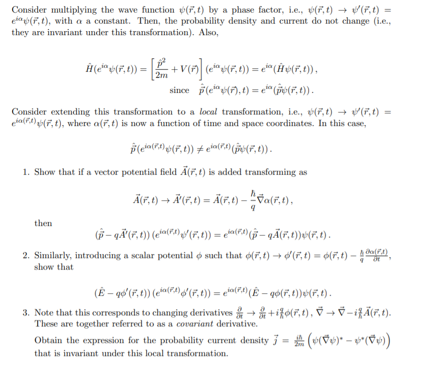 Consider Multiplying The Wave Function T By A P Chegg Com