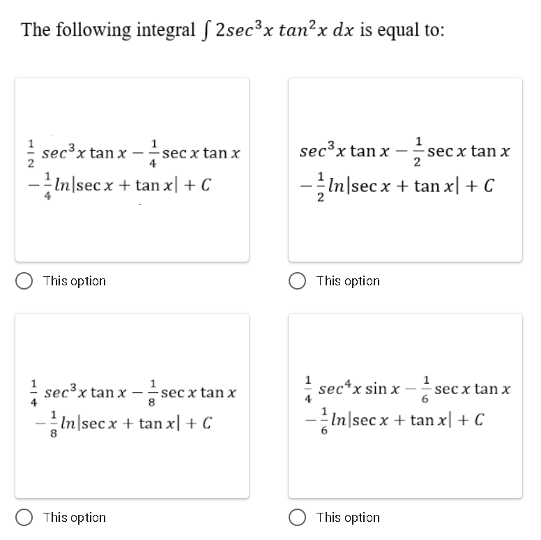 integration sec x tan x dx is equal to