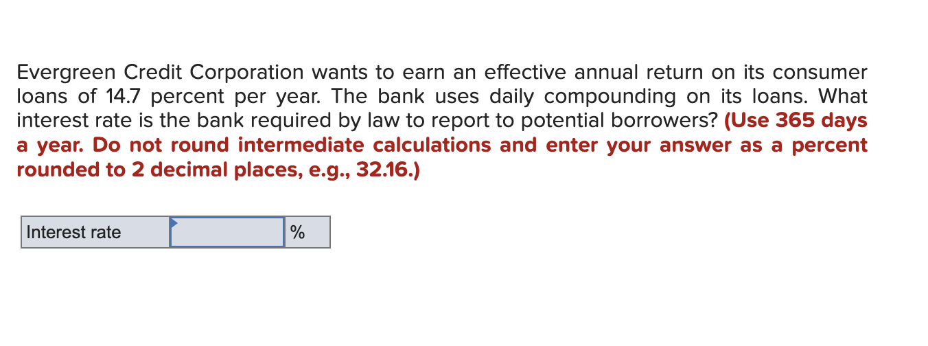 Solved evergreen credit corporation wants to earn an chegg