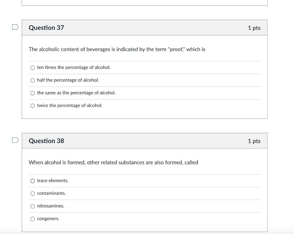 Solved Question 37 1 pts The alcoholic content of beverages