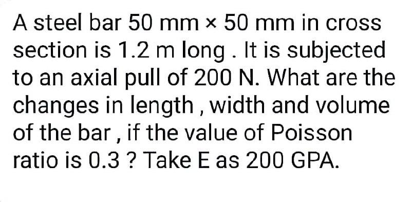 Solved A steel bar 50 mm x 50 mm in cross section is 1.2 m | Chegg.com