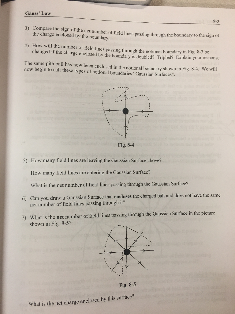 Solved Gauss Law 8 3 3 Compare The Sign Of The Net Number Chegg Com