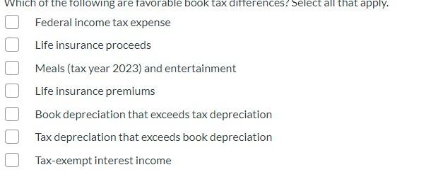 Solved Which of the following are temporary book tax | Chegg.com