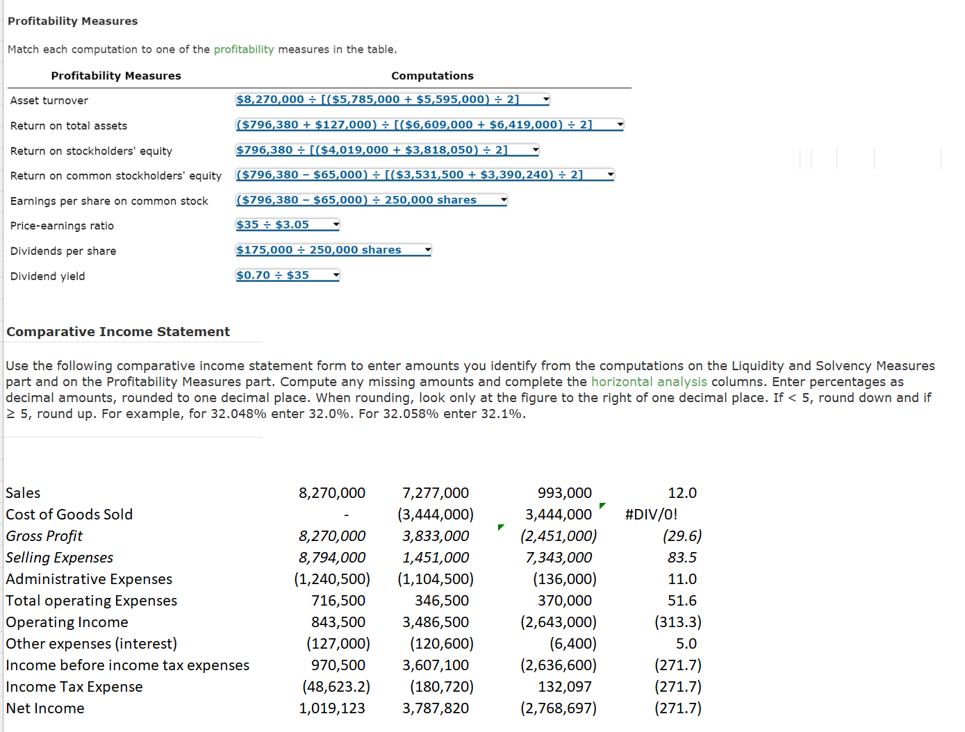 Please help with comparative income statement | Chegg.com