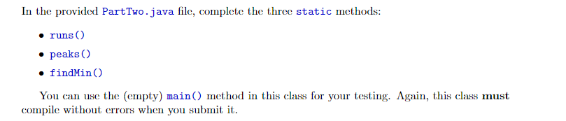 Solved In The Provided PartTwo.java File, Complete The Three | Chegg.com