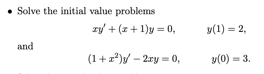 Solved • Solve The Initial Value Problems And Xy X 1y 7969