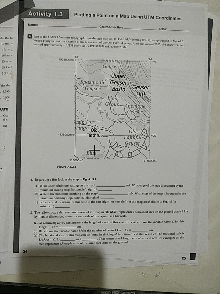 Solved Activity 1.3 Plotting a Point on a Map Using UTM | Chegg.com