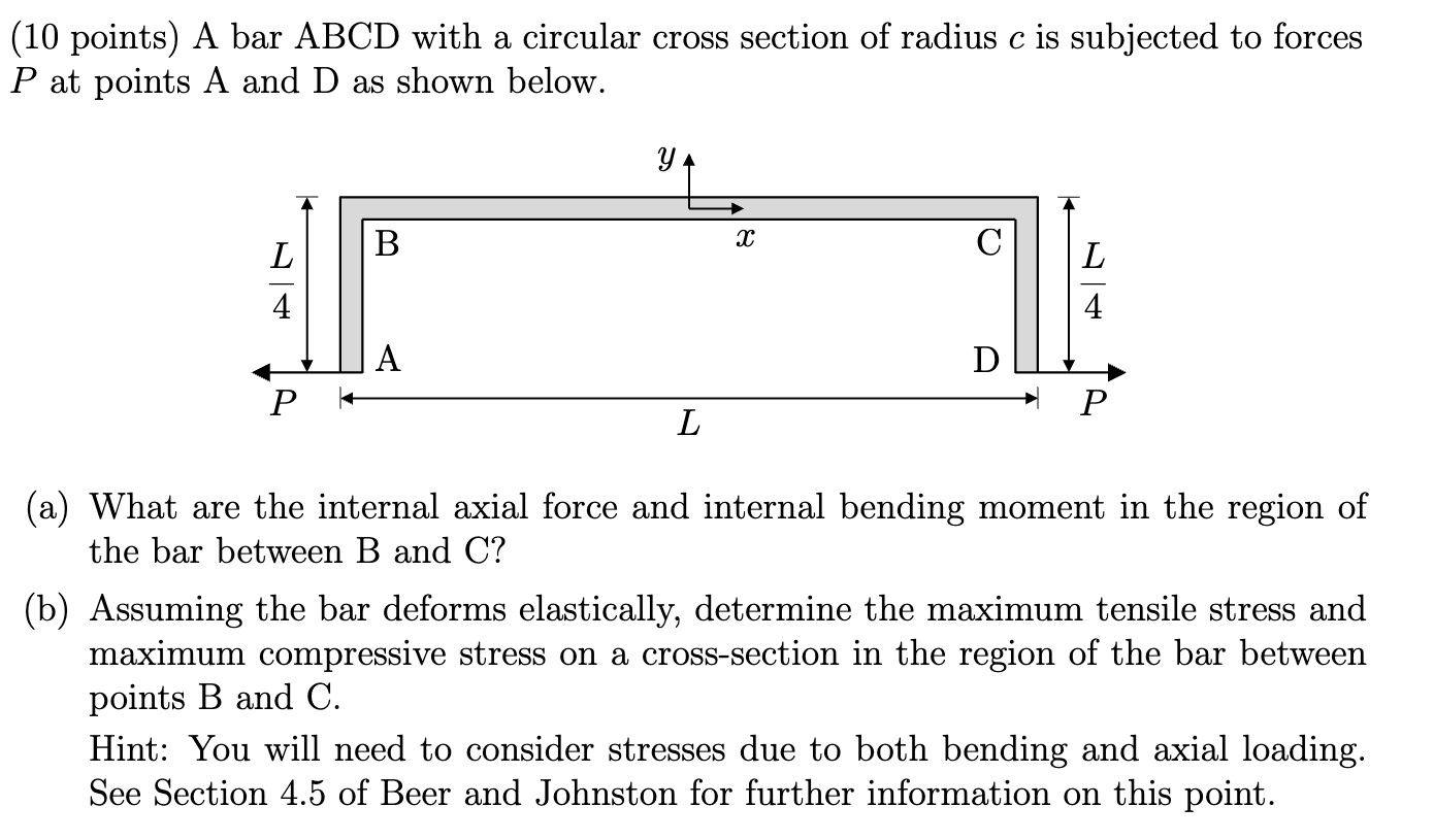 Solved (10 points) A bar ABCD with a circular cross section | Chegg.com