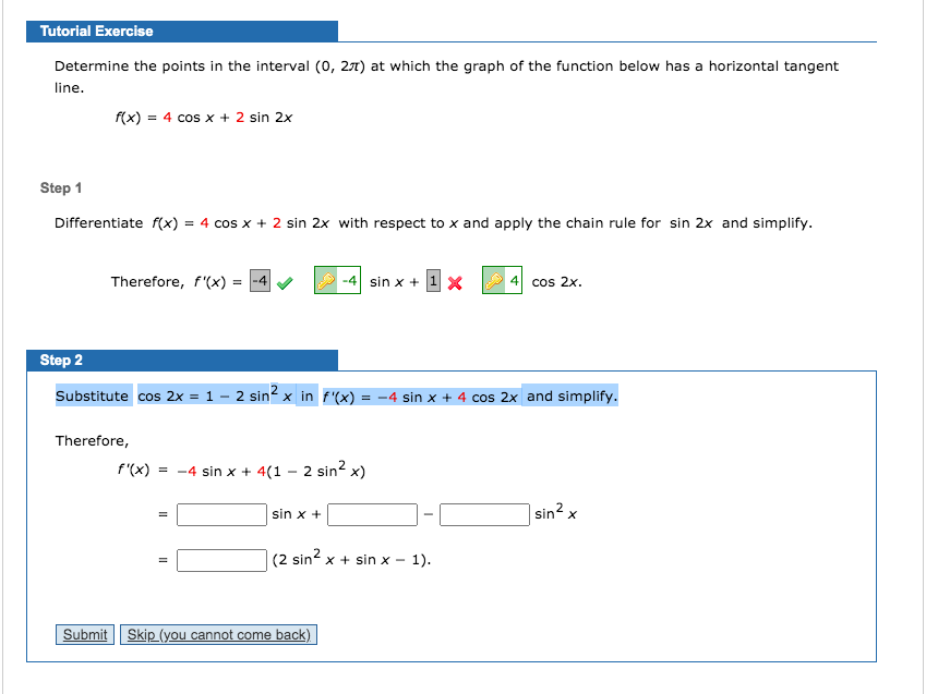 Solved Determine the points in the interval (0, 2π) at which | Chegg.com