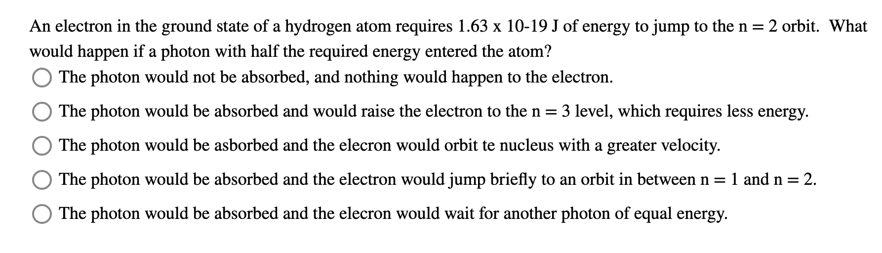 Solved An electron in the ground state of a hydrogen atom | Chegg.com