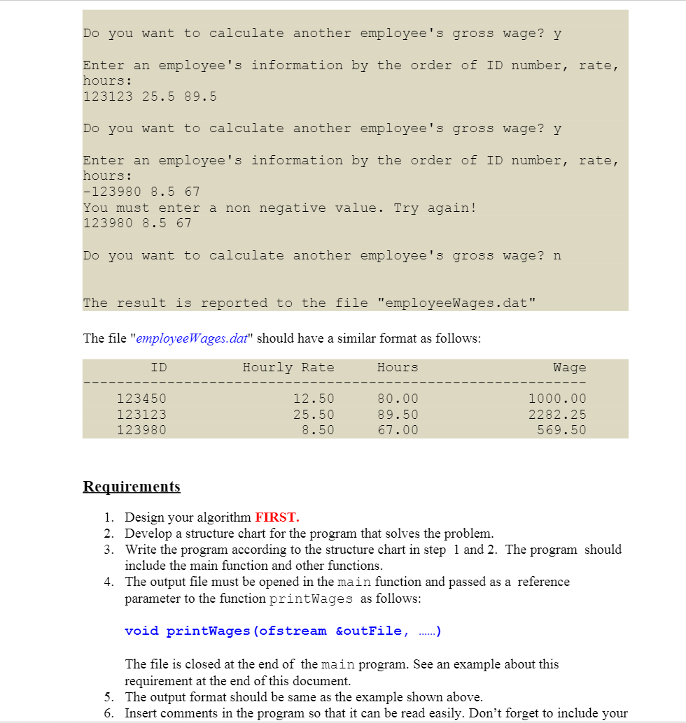 Solved Problems Write a program that calculates gross wages | Chegg.com