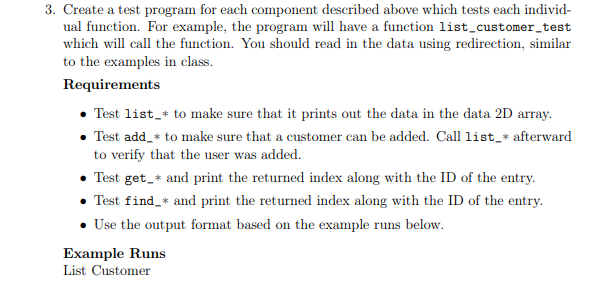 Solved 3. Create a test program for each component described | Chegg.com