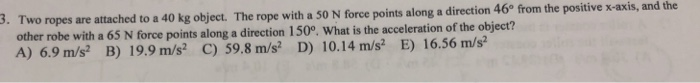 ropes are attached to a 40 kg object. The rope with a | Chegg.com