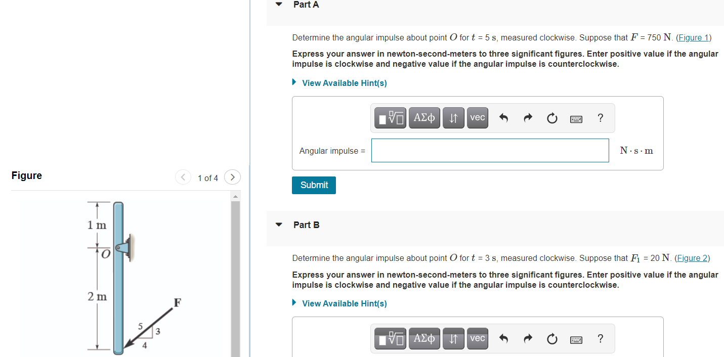 Solved Part A Determine the angular impulse about point O | Chegg.com
