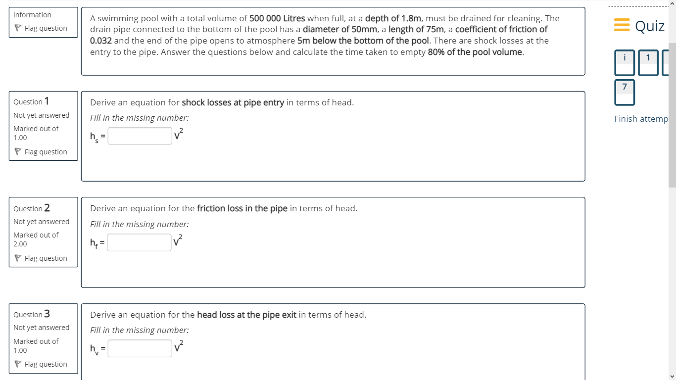 Solved Information P Flag question = Quiz A swimming pool | Chegg.com