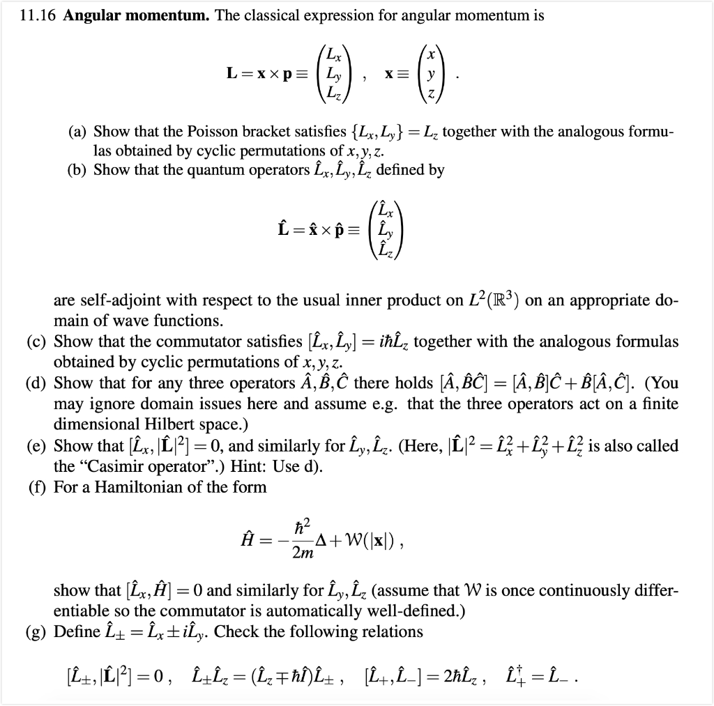 11 16 Angular Momentum The Classical Expression For Chegg