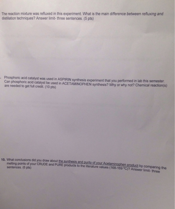 Solved Melting points of both crude and pure acetaminophen