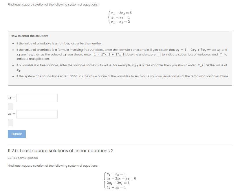 Solved Find Least Square Solution Of The Following System Of | Chegg.com