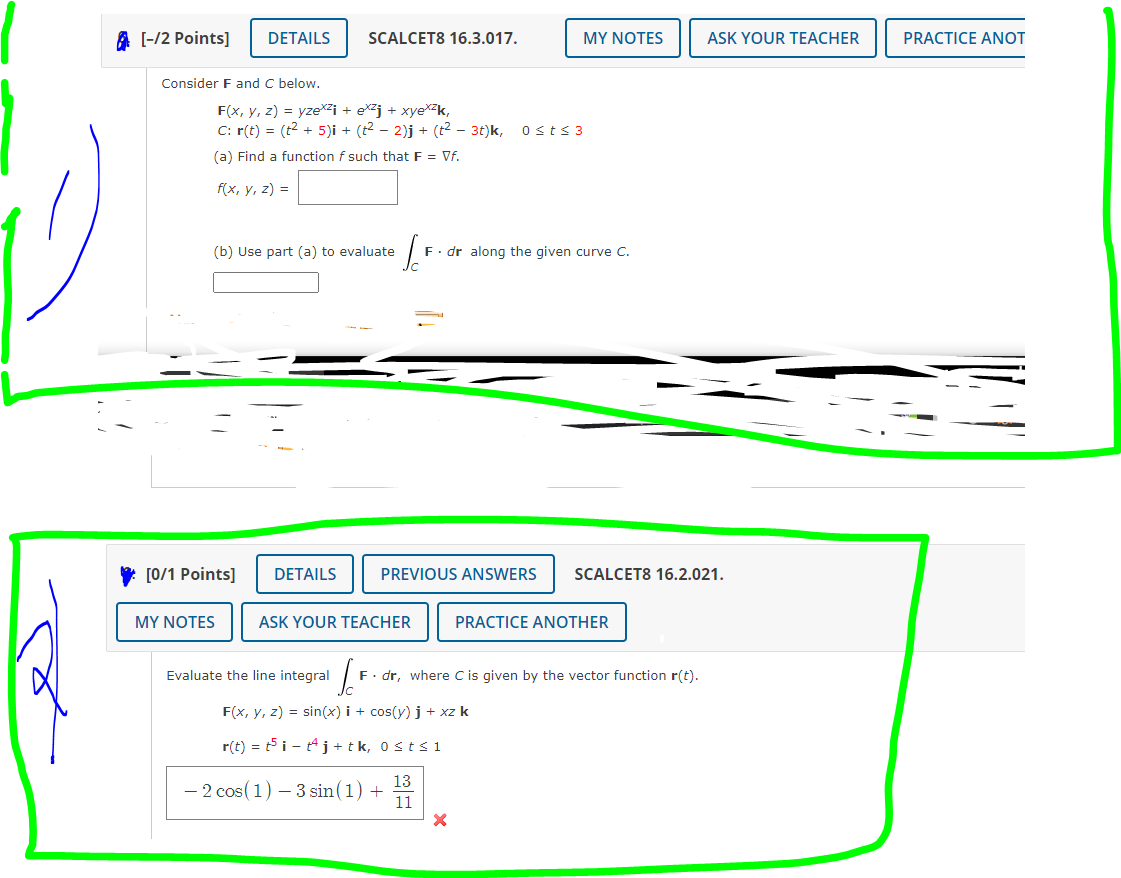 Solved A (-/2 Points] DETAILS SCALCET8 16.3.017. MY NOTES | Chegg.com