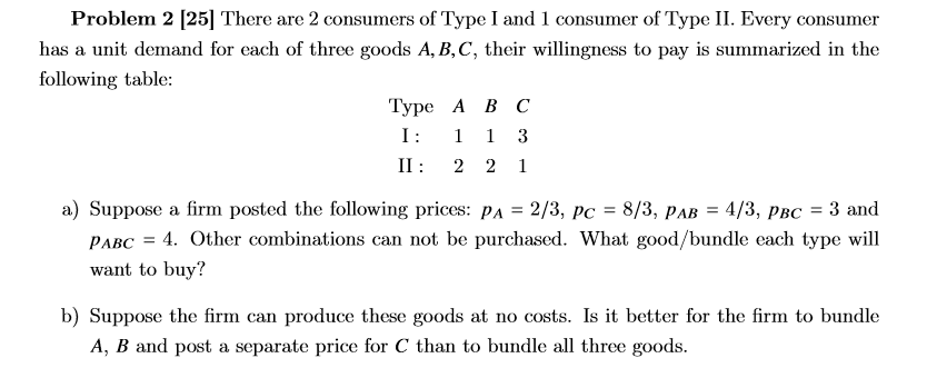 Solved Problem 2 [25] There Are 2 Consumers Of Type I And 1 | Chegg.com