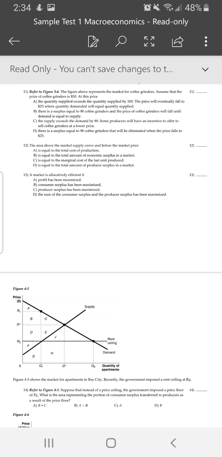 Solved 2:34 & @ Till 48% Sample Test 1 Macroeconomics - | Chegg.com