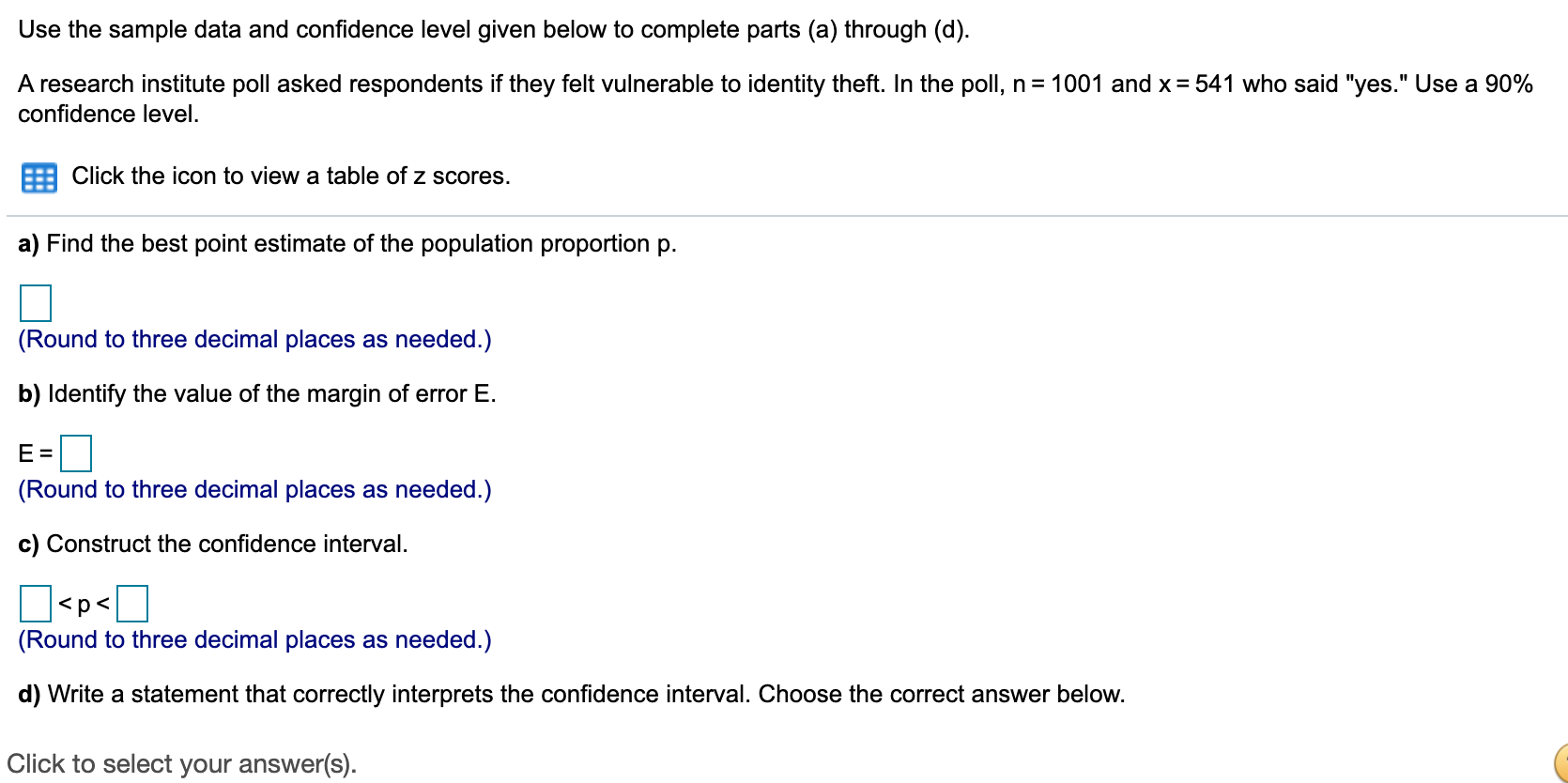 Solved Use the sample data and confidence level given below | Chegg.com