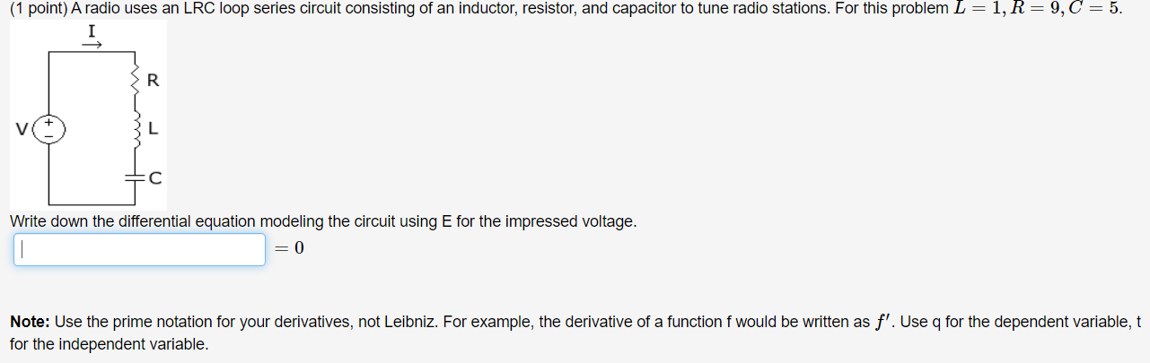 Solved (1 point) A radio uses an LRC loop series circuit 