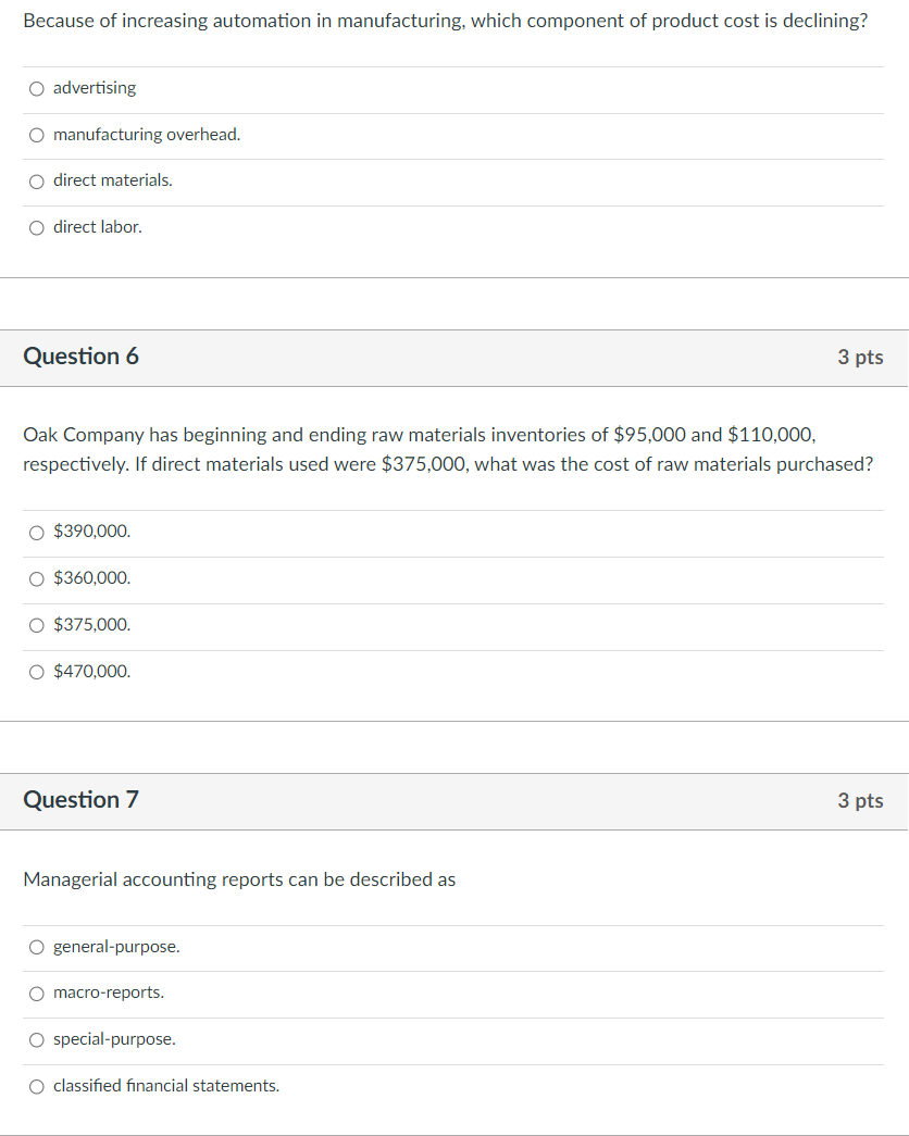 Solved Because of increasing automation in manufacturing,