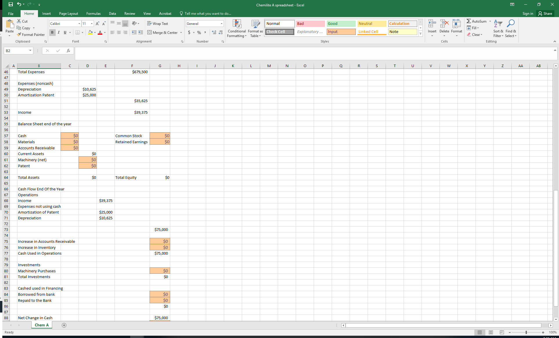日の・Cン = Chemilite A spreadsheet - Excel Home Insert | Chegg.com