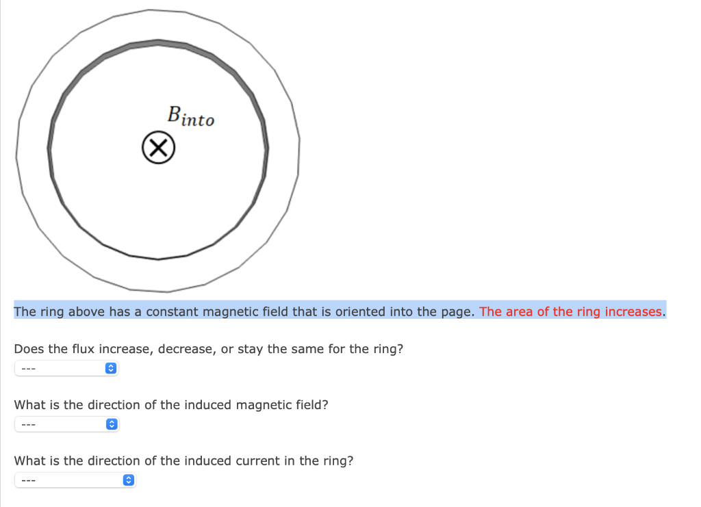 Solved The ring above has a constant magnetic field that is | Chegg.com