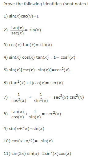Solved Prove the following identities (sent notes 1) | Chegg.com