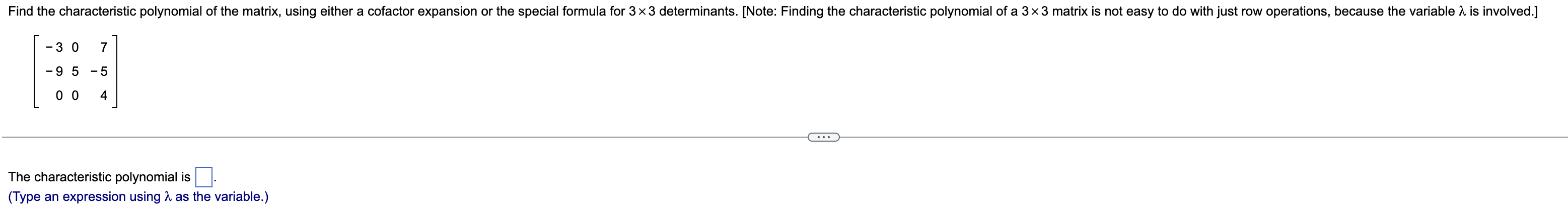 Solved Find the characteristic polynomial of the matrix, | Chegg.com