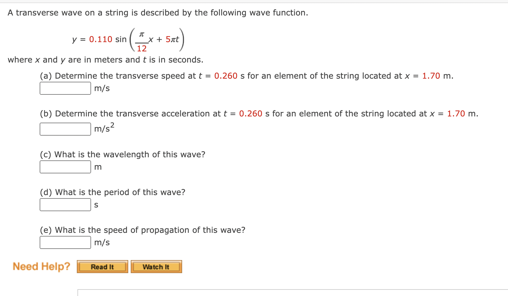 Solved A transverse wave on a string is described by the | Chegg.com