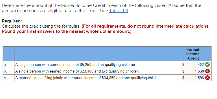 Solved Determine The Amount Of The Earned Income Credit In 4472