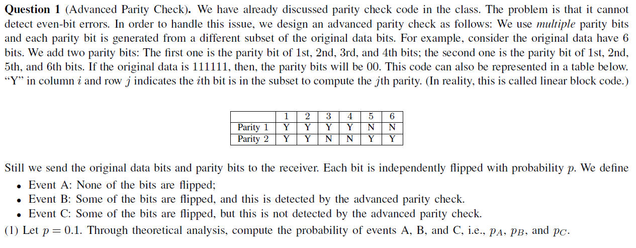 Solved Question 1 (Advanced Parity Check). We have already | Chegg.com