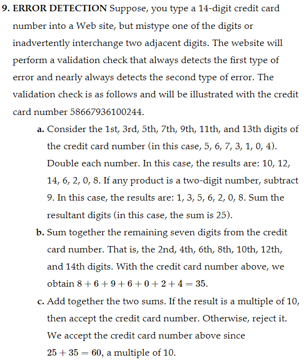 Solved ERROR DETECTION Suppose, you type a 14-digit credit | Chegg.com