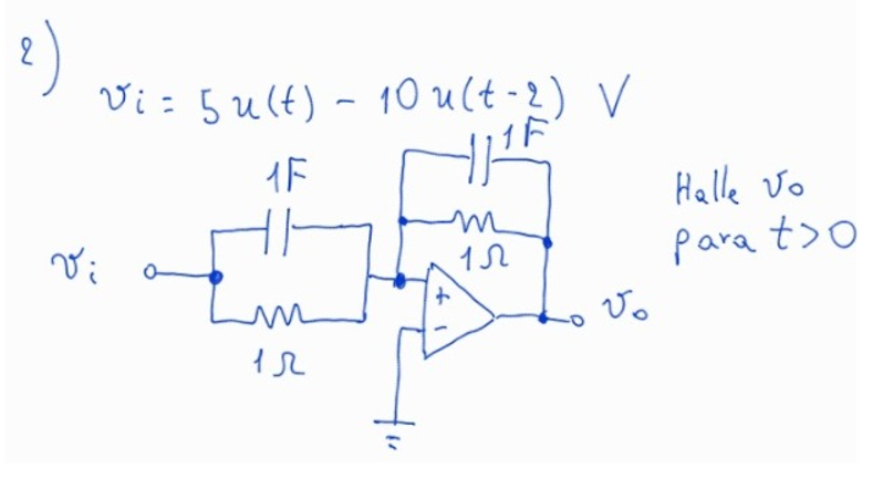 Solved 2) Halle vo Vi= 5 ult) - 10 ult-2) v 1F 1F. m 11 Vo | Chegg.com