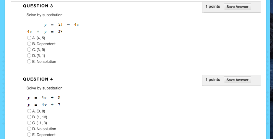 Solved 1 points Save Answer QUESTION 1 Is (-2,-5) a solution | Chegg.com