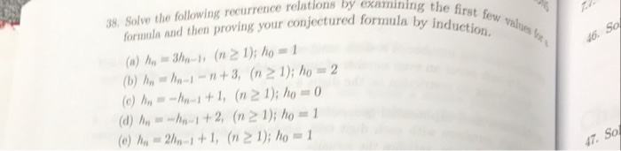 Solved Solve the following recurrence relations by examining | Chegg.com