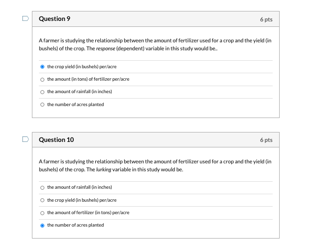 Solved Question 1 6 pts A study was conducted by a | Chegg.com
