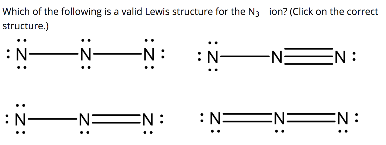 Solved Which Of The Following Is A Valid Lewis Structure For