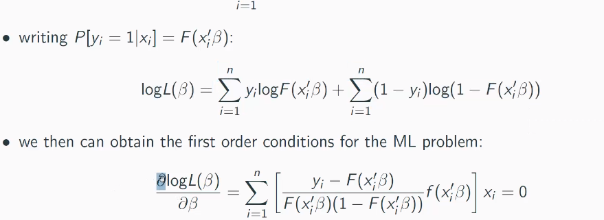 Solved i=1 • writing P[vi = 1x] = F(xΒ): - n n Iogl(β) = | Chegg.com