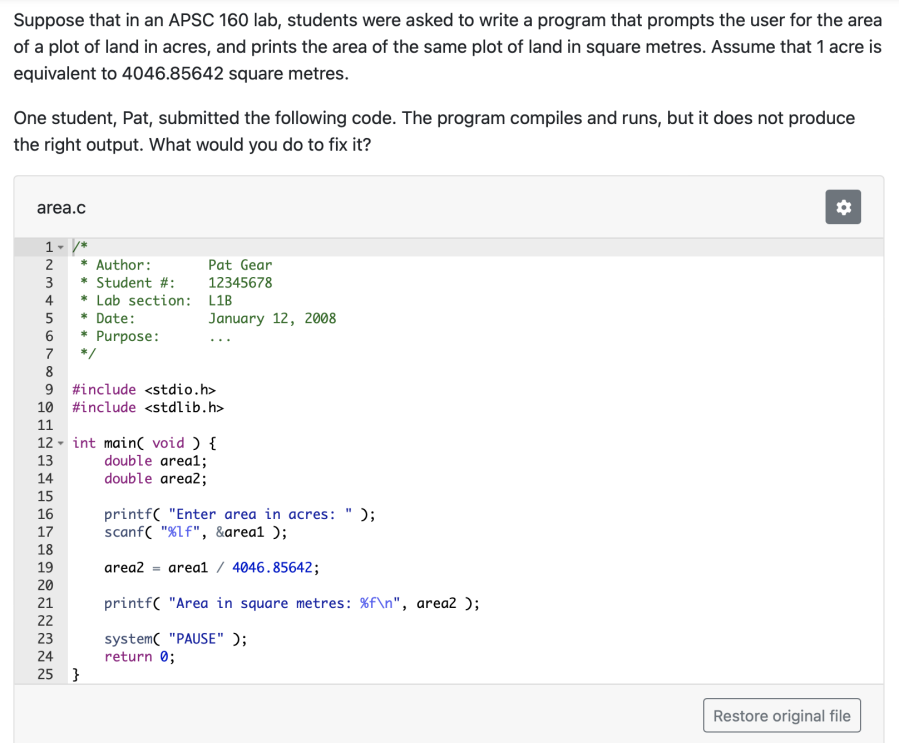 Solved Suppose that in an APSC 160 lab, students were asked | Chegg.com